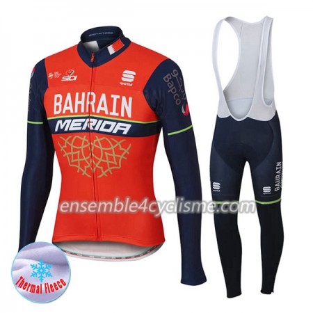 Tenue Maillot M/L + Collant à Bretelles 2017 Bahrain Merida Hiver Thermal Fleece N001